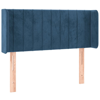 Cabeceira de cama c/ luzes LED veludo 93x16x78/88cm azul-escuro