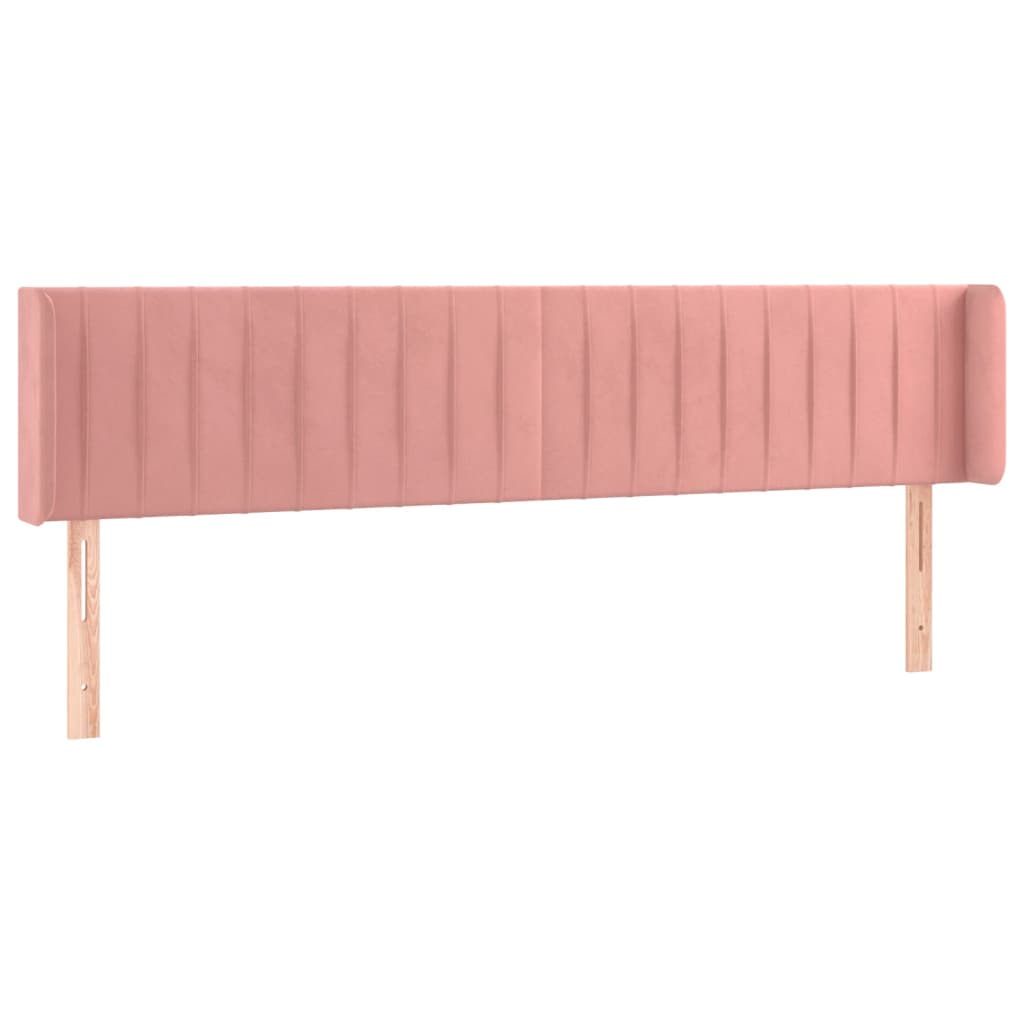 Cabeceira de cama c/ luzes LED veludo 163x16x78/88 cm rosa
