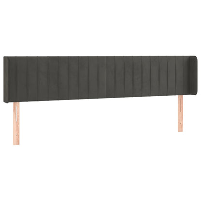 Cabeceira cama c/ luzes LED veludo 183x16x78/88cm cinza-escuro