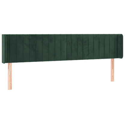 Cabeceira cama c/ luzes LED veludo 183x16x78/88 cm verde-escuro