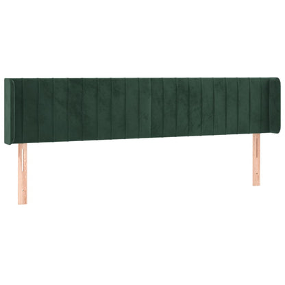 Cabeceira cama c/ luzes LED veludo 203x16x78/88 cm verde-escuro