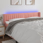 Cabeceira de cama c/ luzes LED veludo 203x16x78/88 cm rosa