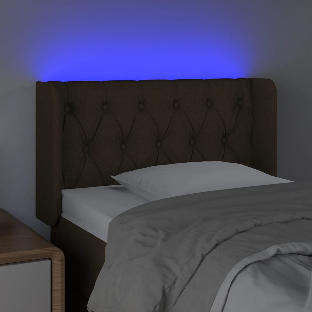 Cabeceira de cama c/ luzes LED tecido 83x16x78/88 cm preto