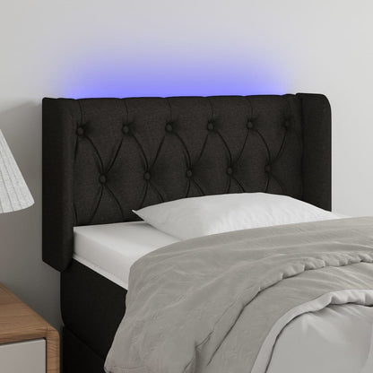 Cabeceira de cama c/ luzes LED tecido 83x16x78/88 cm preto