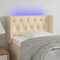 Cabeceira de cama c/ luzes LED tecido 83x16x78/88 cm cor creme