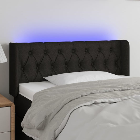 Cabeceira de cama c/ luzes LED tecido 93x16x78/88 cm preto