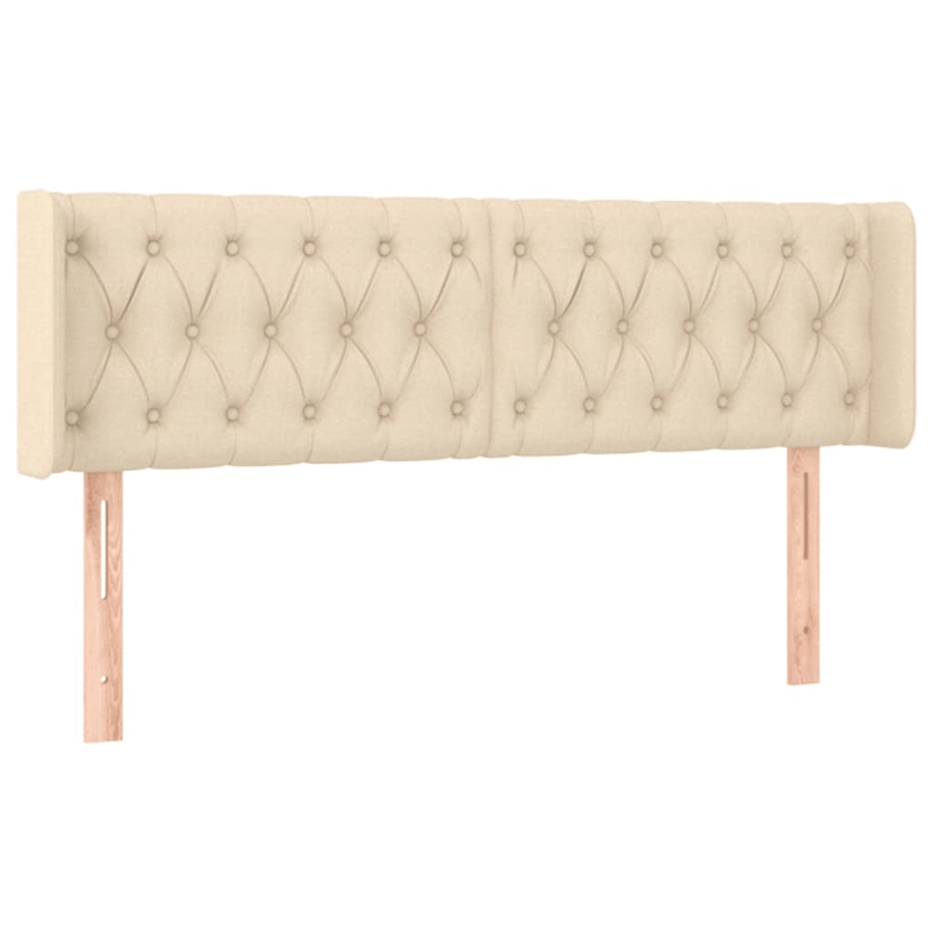 Cabeceira de cama c/ luzes LED tecido 147x16x78/88 cm cor creme