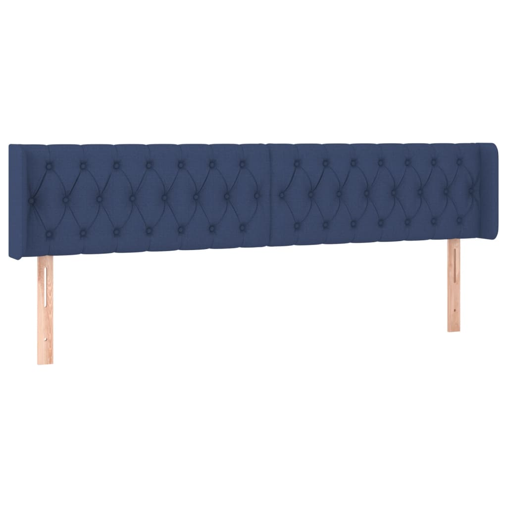Cabeceira de cama c/ luzes LED tecido 183x16x78/88 cm azul