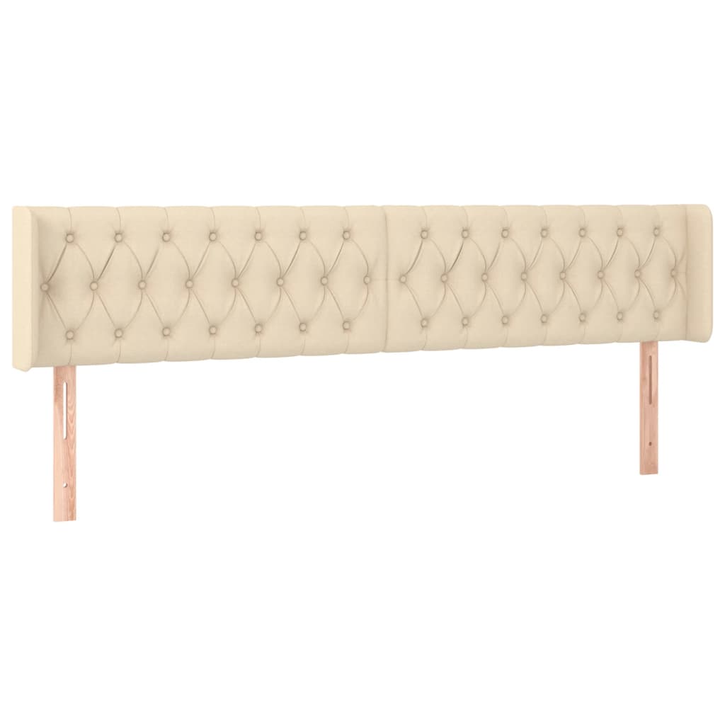 Cabeceira de cama c/ luzes LED tecido 203x16x78/88 cm cor creme