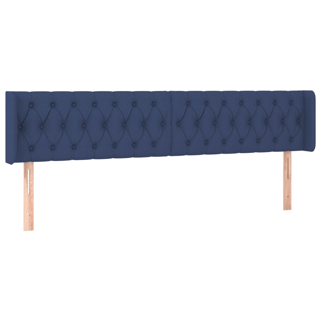 Cabeceira de cama c/ luzes LED tecido 203x16x78/88 cm azul