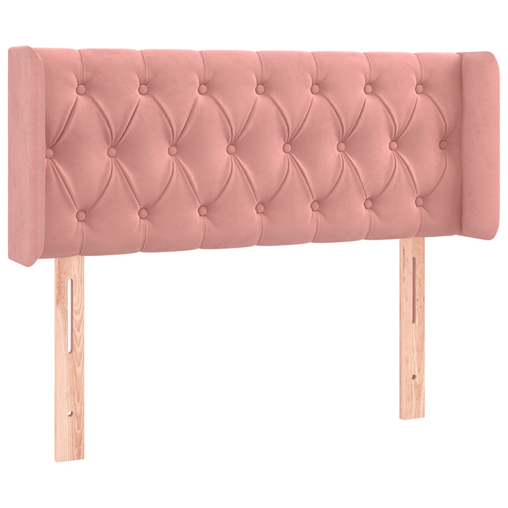 Cabeceira de cama c/ luzes LED veludo 93x16x78/88 cm rosa