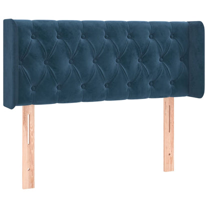 Cabeceira cama c/ luzes LED veludo 103x16x78/88 cm azul-escuro