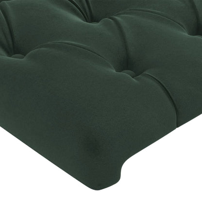 Cabeceira cama c/ luzes LED veludo 147x16x78/88 cm verde-escuro