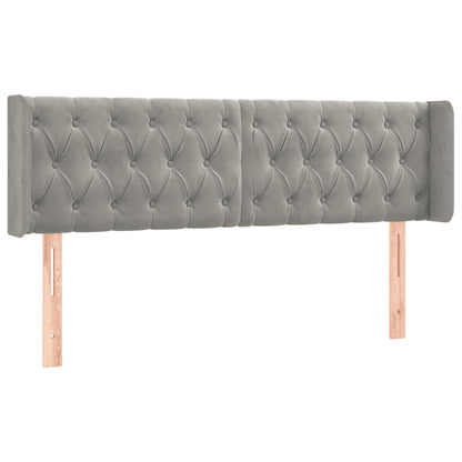 Cabeceira cama c/ luzes LED veludo 163x16x78/88 cm cinza-claro