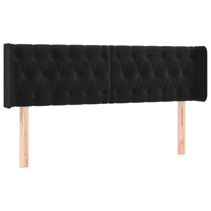 Cabeceira de cama c/ luzes LED veludo 163x16x78/88 cm preto