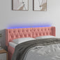 Cabeceira de cama c/ luzes LED veludo 163x16x78/88 cm rosa