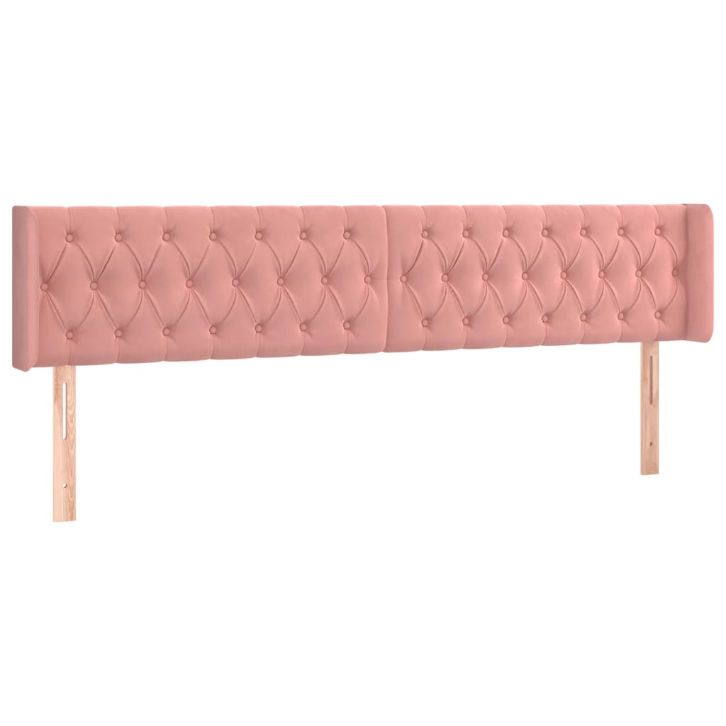 Cabeceira de cama c/ luzes LED veludo 203x16x78/88 cm rosa