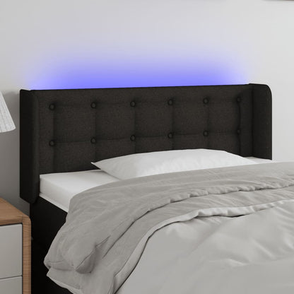 Cabeceira de cama c/ luzes LED tecido 93x16x78/88 cm preto