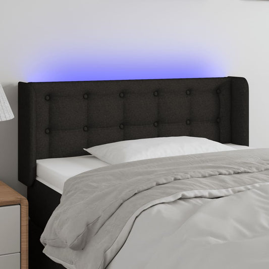 Cabeceira de cama c/ luzes LED tecido 93x16x78/88 cm preto