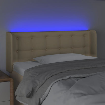 Cabeceira de cama c/ luzes LED tecido 93x16x78/88 cm cor creme