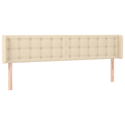 Cabeceira de cama c/ luzes LED tecido 163x16x78/88 cm cor creme