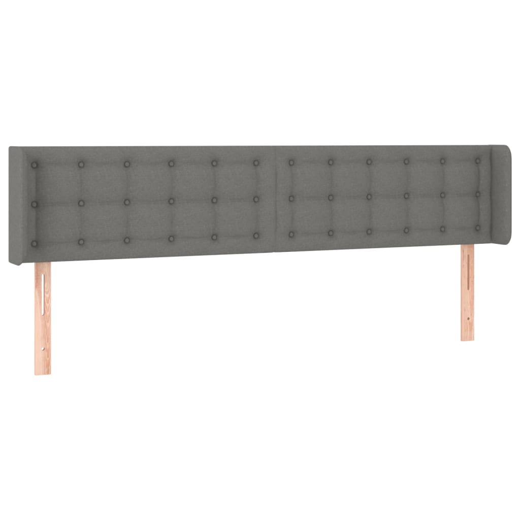 Cabeceira cama c/ luzes LED tecido 203x16x78/88cm cinza-escuro