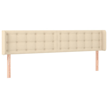 Cabeceira de cama c/ luzes LED tecido 203x16x78/88 cm cor creme