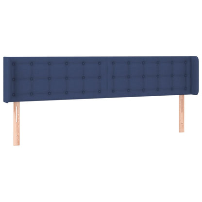Cabeceira de cama c/ luzes LED tecido 203x16x78/88 cm azul