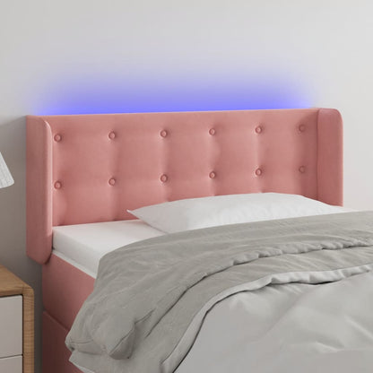 Cabeceira de cama c/ luzes LED veludo 83x16x78/88 cm rosa