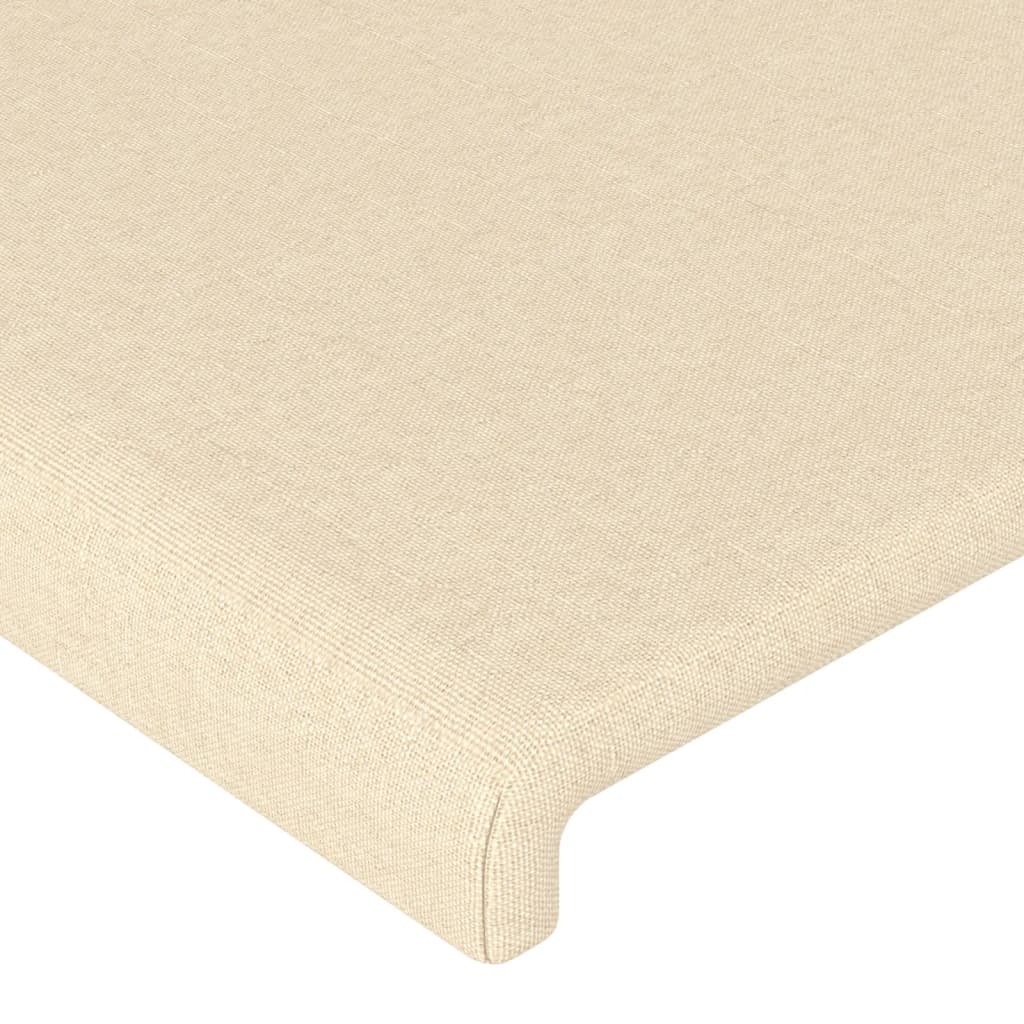 Cabeceira cama c/ luzes LED tecido 183x16x118/128 cm cor creme
