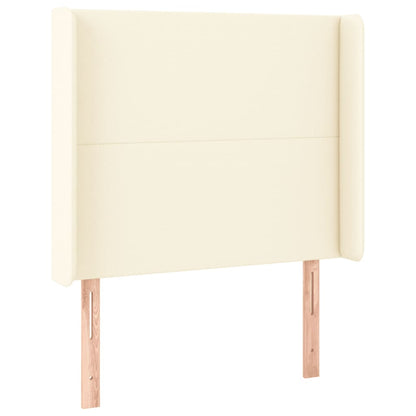 Cabeceira de cama c/ LED 83x16x118/128cm couro artificial crème