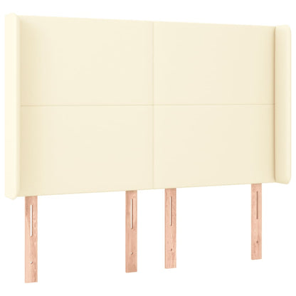 Cabeceira cama c/ LED 147x16x118/128 cm couro artificial crème