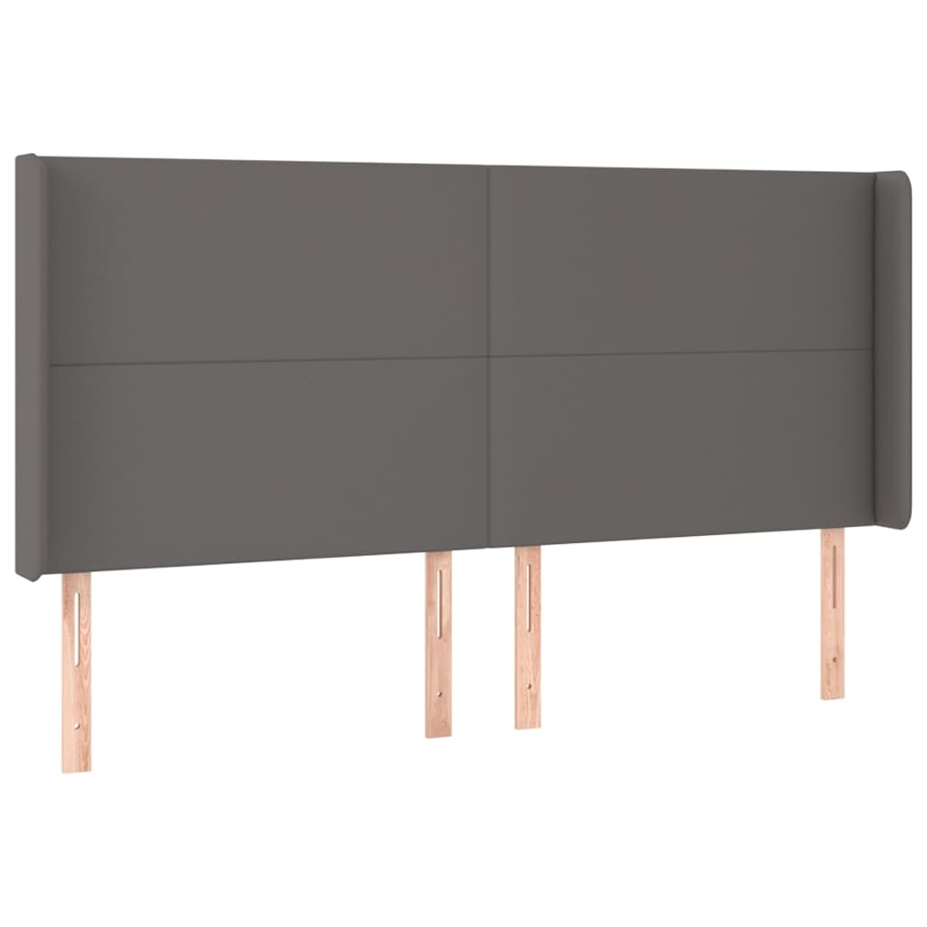 Cabeceira cama c/ LED couro artif. 163x16x118/128 cm cinzento