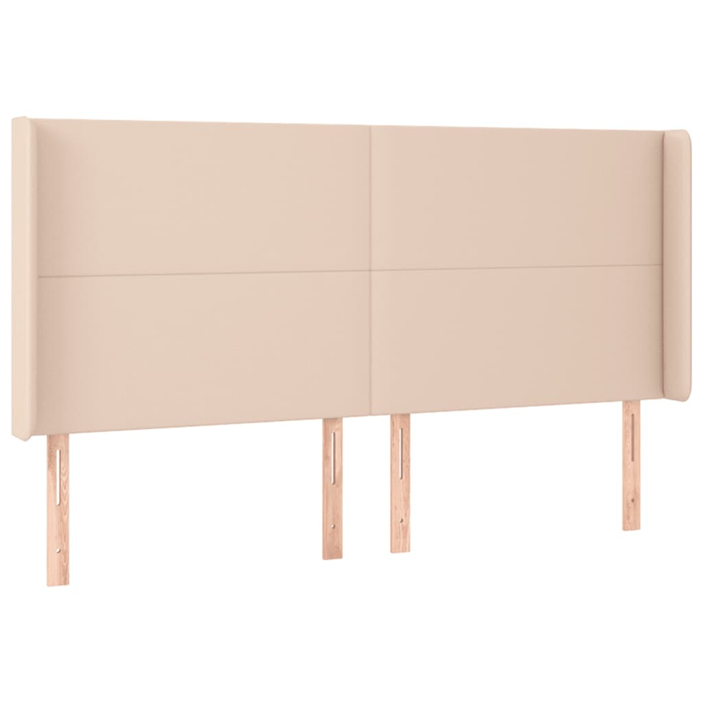 Cabeceira cama c/ LED couro artif. 163x16x118/128 cm cappuccino
