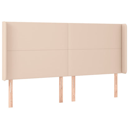 Cabeceira cama c/ LED couro artif. 163x16x118/128 cm cappuccino