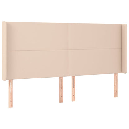 Cabeceira cama c/ LED couro artif. 183x16x118/128 cm cappuccino