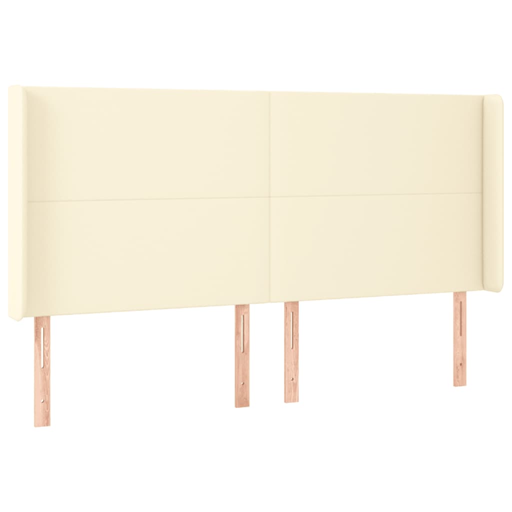 Cabeceira cama c/ LED 203x16x118/128 cm couro artificial crème