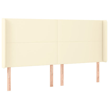 Cabeceira cama c/ LED 203x16x118/128 cm couro artificial crème