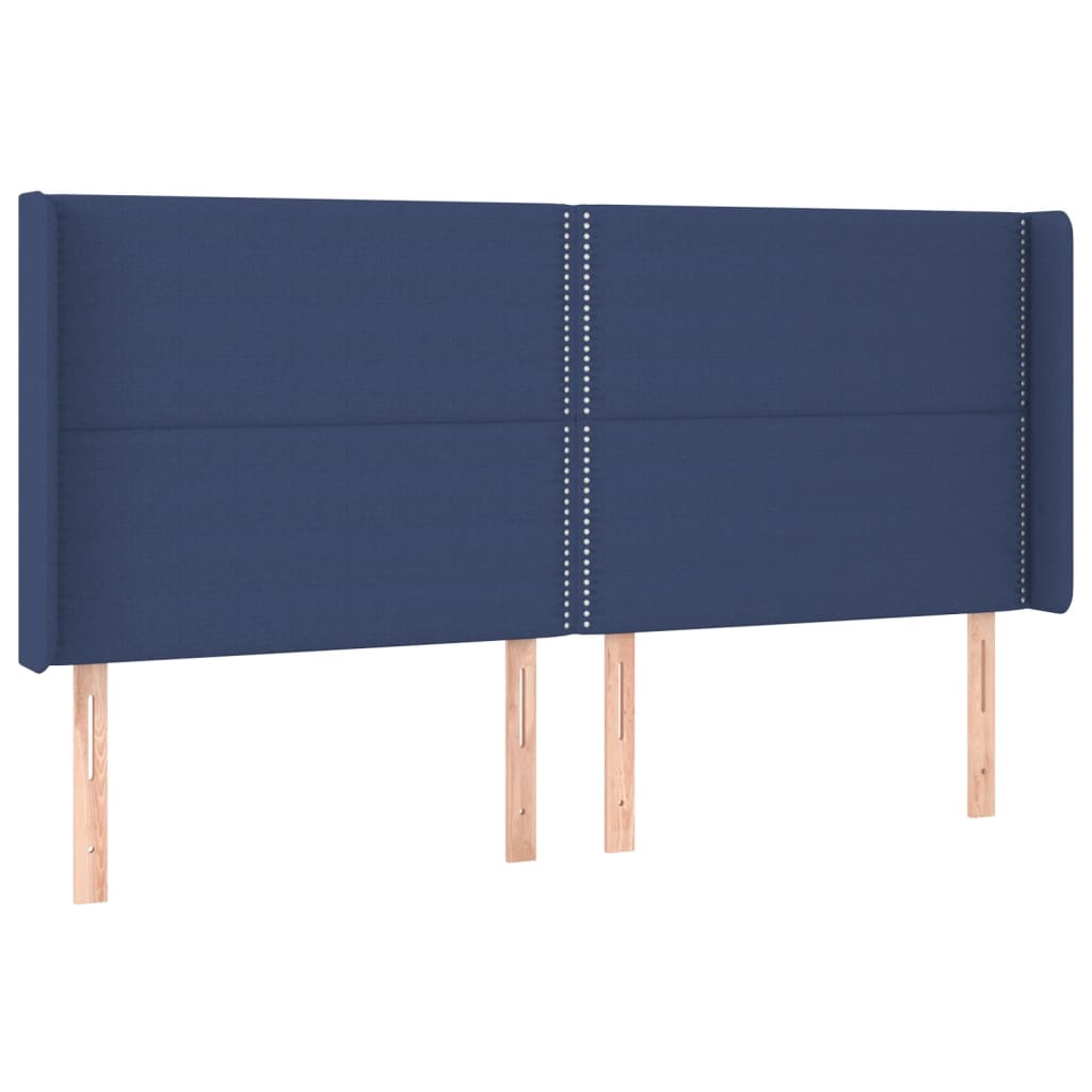 Cabeceira de cama c/ luzes LED tecido 183x16x118/128 cm azul