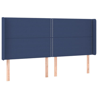 Cabeceira de cama c/ luzes LED tecido 183x16x118/128 cm azul