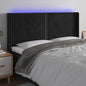 Cabeceira de cama c/ luzes LED veludo 183x16x118/128 cm preto