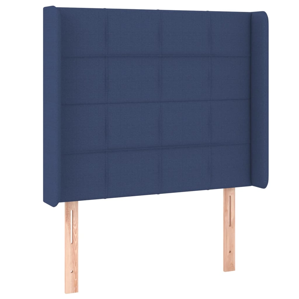 Cabeceira de cama c/ luzes LED tecido 93x16x118/128 cm azul