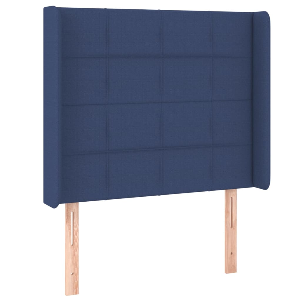 Cabeceira de cama c/ luzes LED tecido 103x16x118/128 cm azul