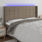Cabeceira cama c/ LED tecido 163x16x118/128cm cinza-acastanhado