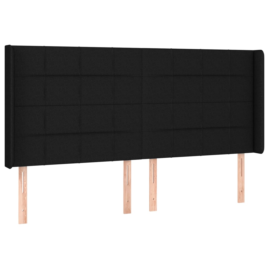 Cabeceira de cama c/ luzes LED tecido 183x16x118/128 cm preto