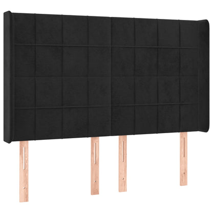 Cabeceira de cama c/ luzes LED veludo 147x16x118/128 cm preto