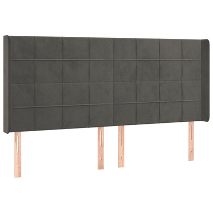 Cabeceira de cama c/ LED veludo 183x16x118/128 cm cinza-escuro