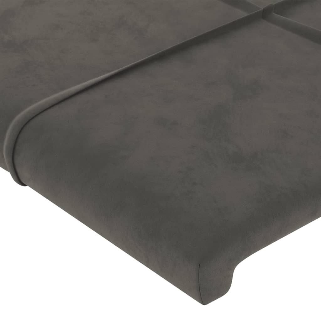 Cabeceira de cama c/ LED veludo 183x16x118/128 cm cinza-escuro
