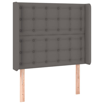 Cabeceira cama c/ LED 93x16x118/128cm couro artificial cinzento