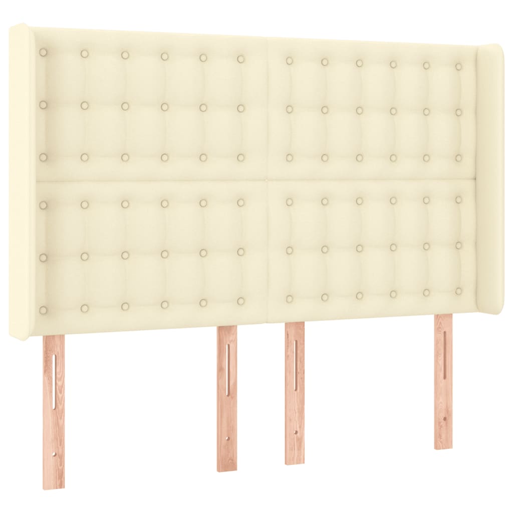 Cabeceira cama c/ LED 147x16x118/128 cm couro artificial crème
